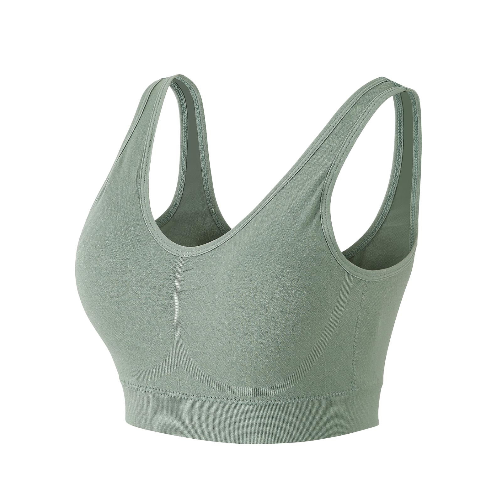 thumbnail image 2 of Top deportivo cruzado de color liso para mujer: bandeau sin costuras con relleno extraíble, ligero, ideal para yoga, gimnasio y uso informal., 2 of 3